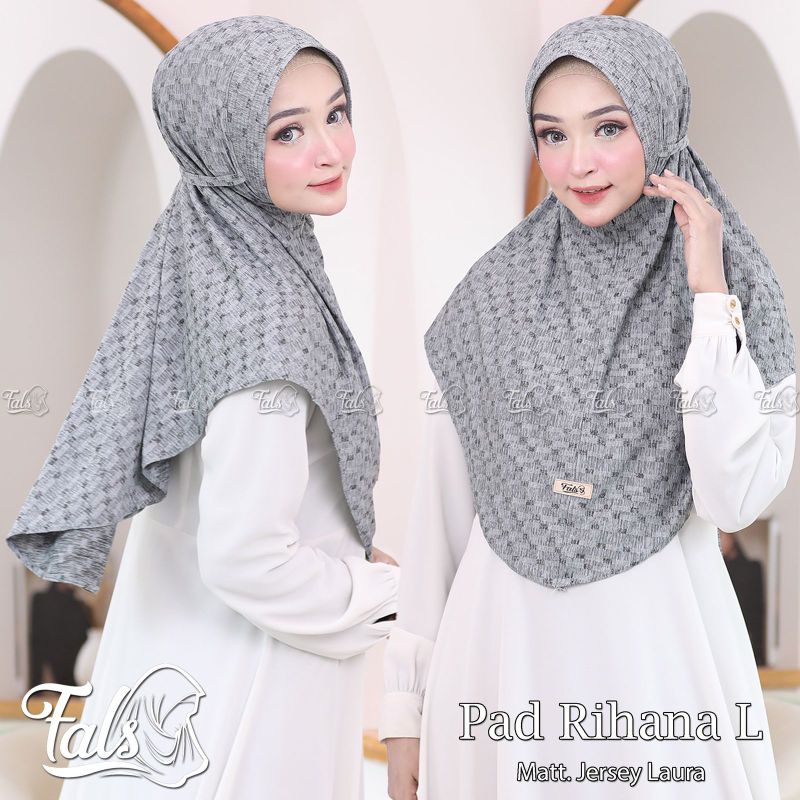 ( Ori Fals )PAD RIHANA L•Jilbab instan jersey laura•hijab pet tali motif