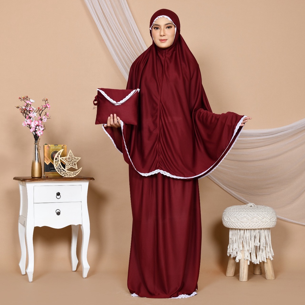 mukena amplop dewasa renda / mukena polos traveling premium mukena renda dewasa terbaru