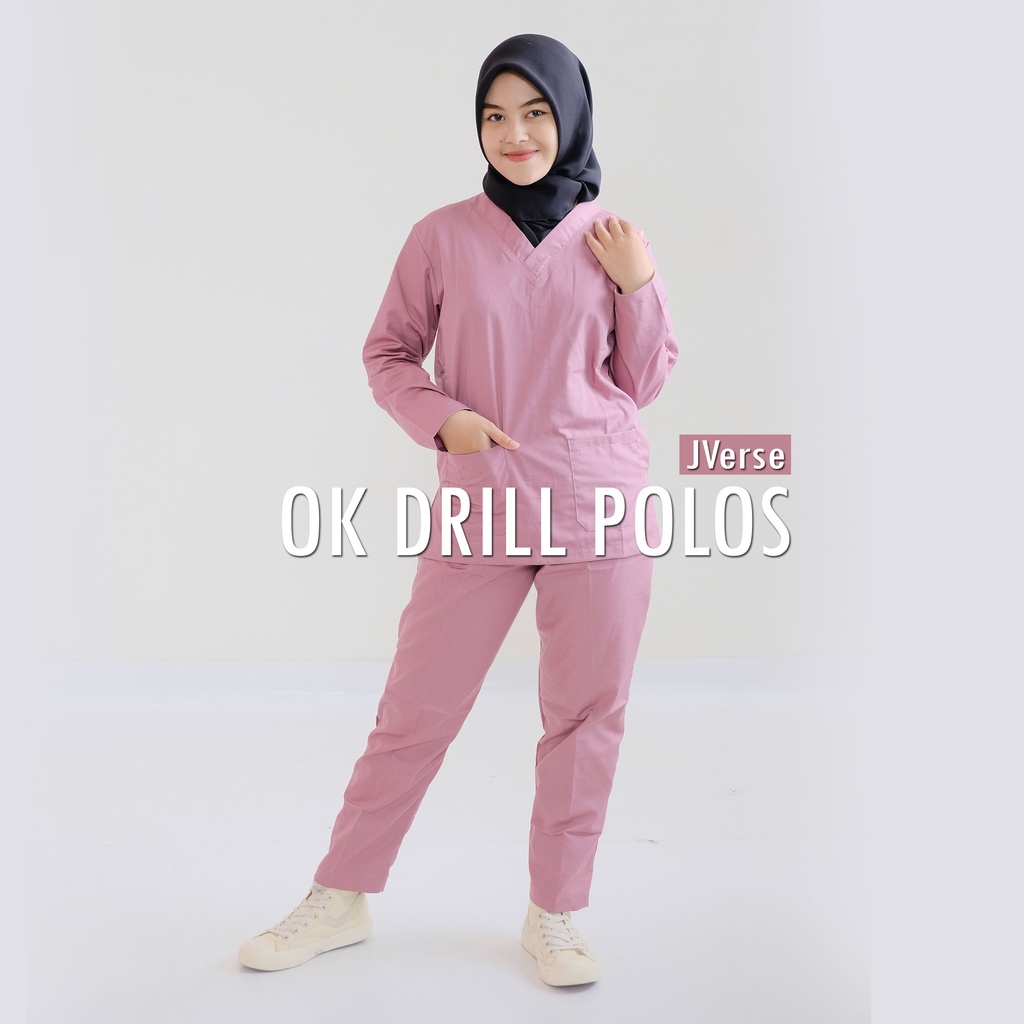 BAJU OK LENGAN PANJANG SCRUB MEDIS SERAGAM JAGA DRILL