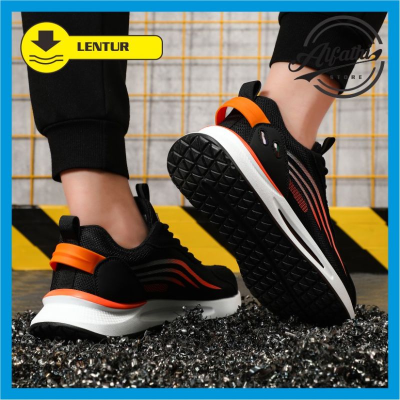 AlFathi Sepatu Safety Sneakers Sport Guyisa New Arrival Line Putih Orange