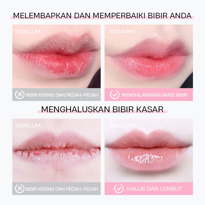 LAIKOU Sakura Masker Bibir Tidur Krim Malam Mengurangi Kerutan Garis Bibir 8g