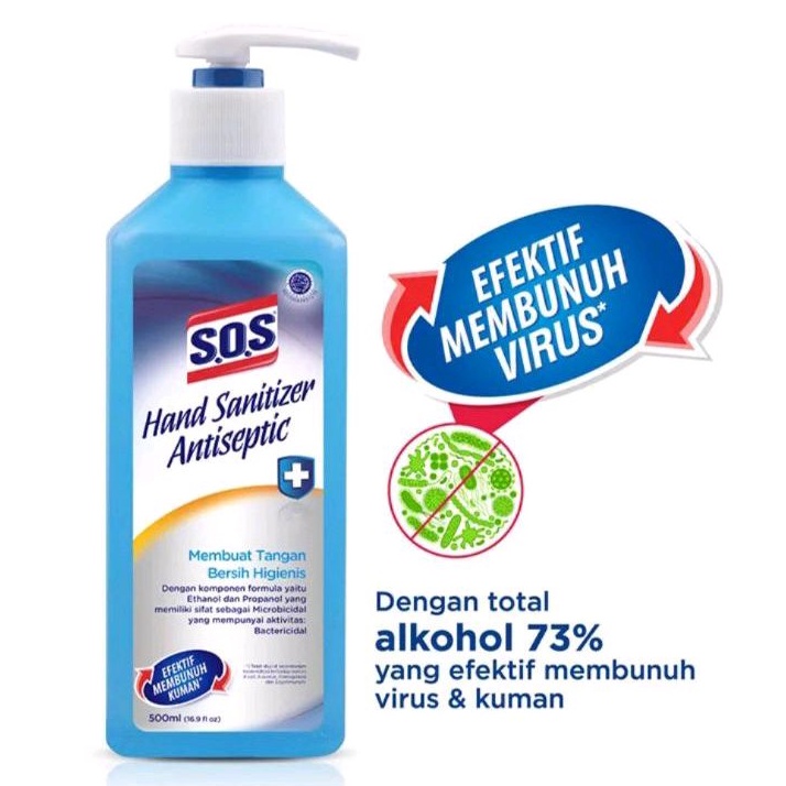 SOS Hand Sanitizer 500 ml Blue Pump
