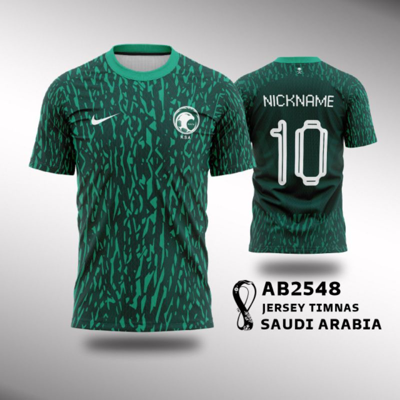 Jersey Sepakbola Piala Dunia 2022 timnas Arab Saudi home custom gratis nama dan nomor punggung XS-XX