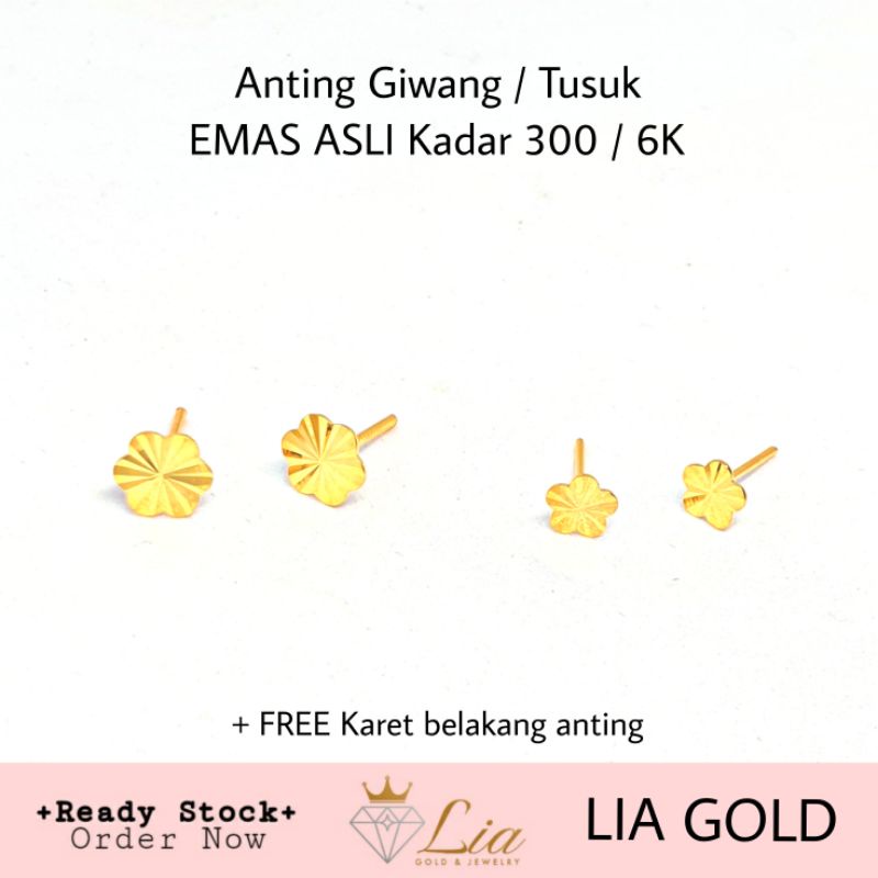Anting EMAS ASLI Kadar 300 / 6K  ( TOKO MAS LIA GOLD BEKASI )