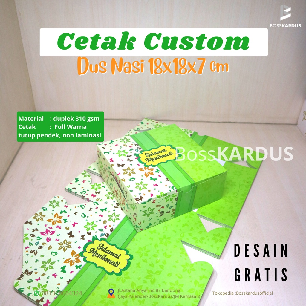 CETAK BOX NASI MURAH / DUS NASI KOTAK / BOX NASI 18x18x7 cm / DUS KEMASAN