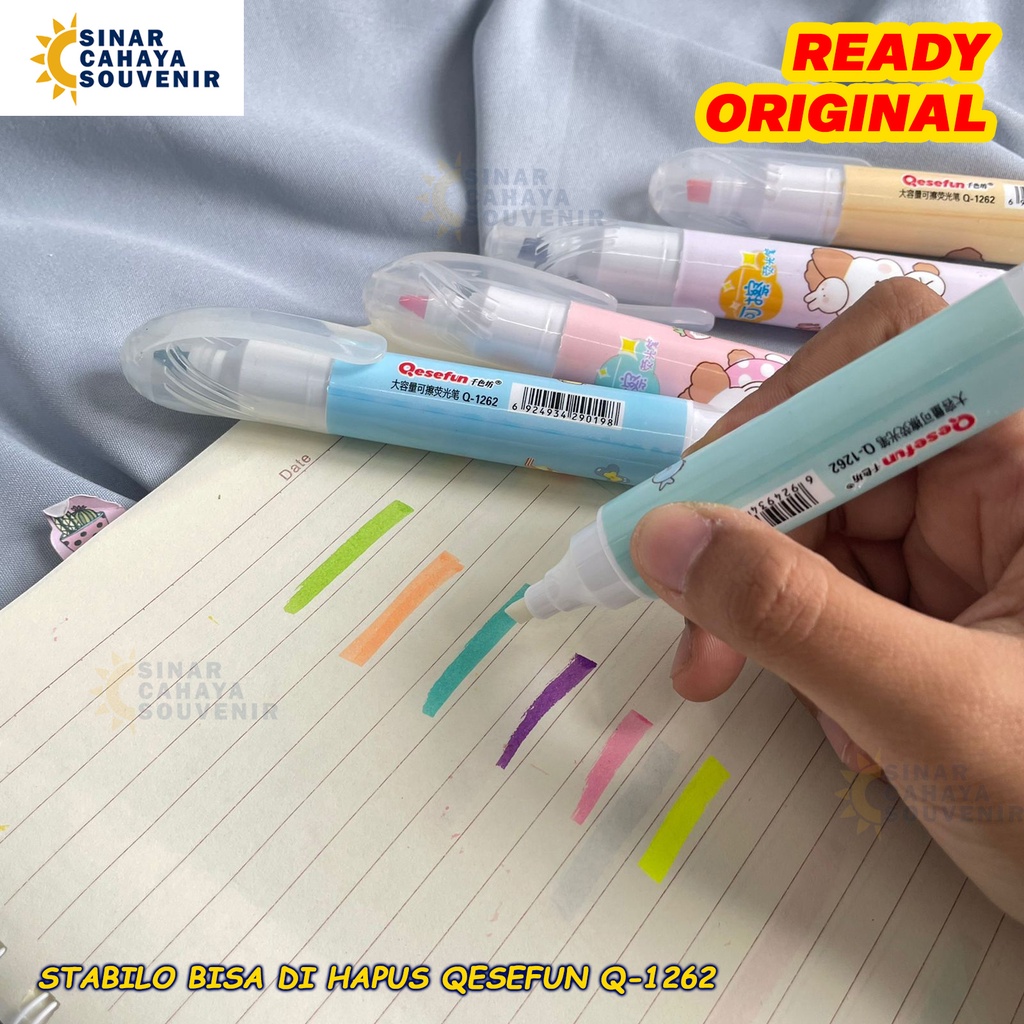 

Stabilo Bisa Hapus Qesefun Q-1262 | Highlighter ATK Stationery Sekolah | Penanda Tulisan Murah Meriah Lucu Unik