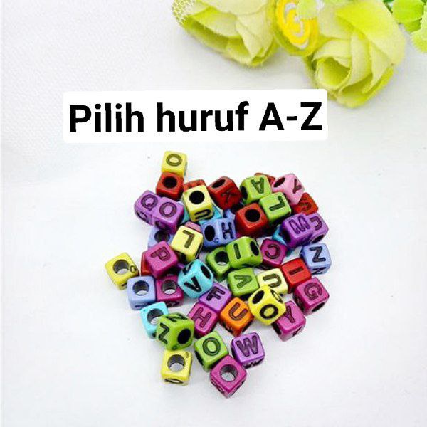 Yasafa Manik Huruf Kubus Warna Pilih Huruf A-Z
