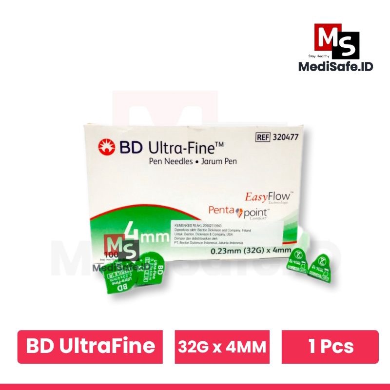 BD ULTRA FINE INSULIN PEN NEEDLE 32 G x 4 mm HIJAU