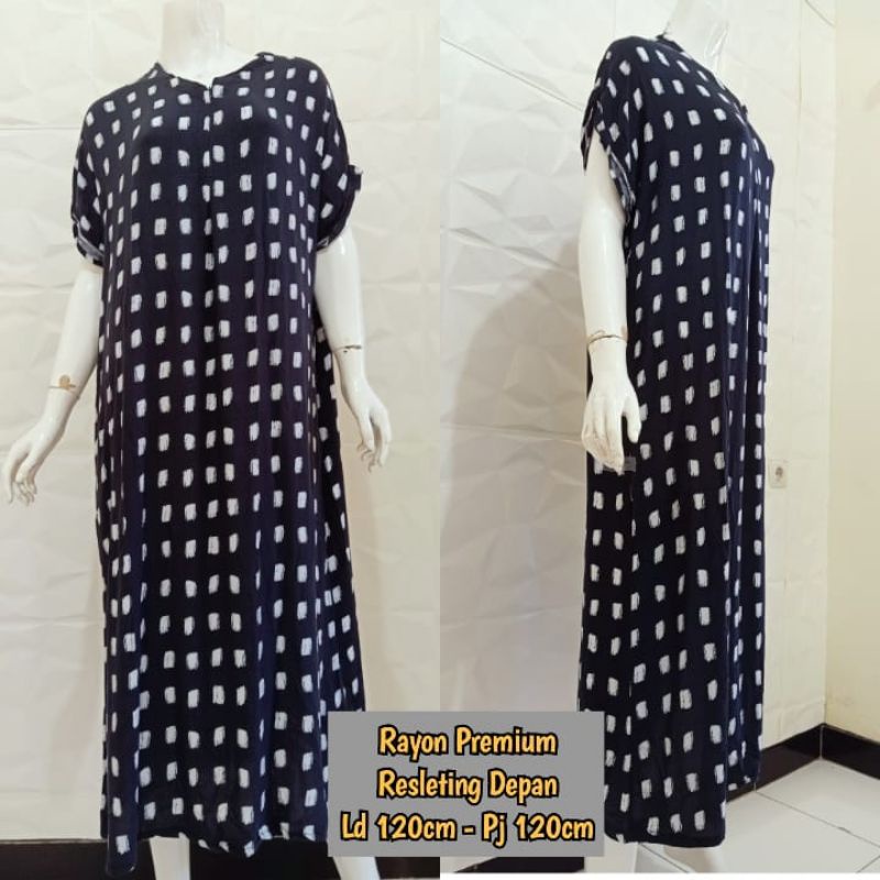 Daster Panjang Lengan Pendek / Dress Rayon Sematakaki Busui