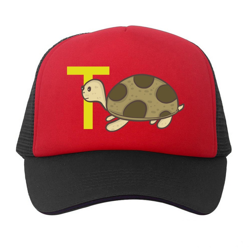 Topi Trucker Premium CAMOE Huruf Alphabet T Binatang Animal Turtle