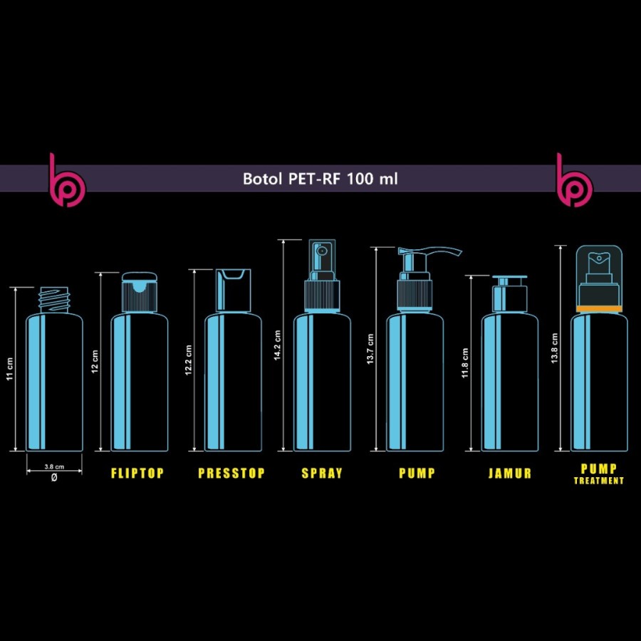 Botol Plastik PET 100ml RF Bening Tutup Fliptop