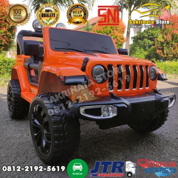 Mobil Remote Aki Mainan Anak Jeep Rubicon Ban Karet