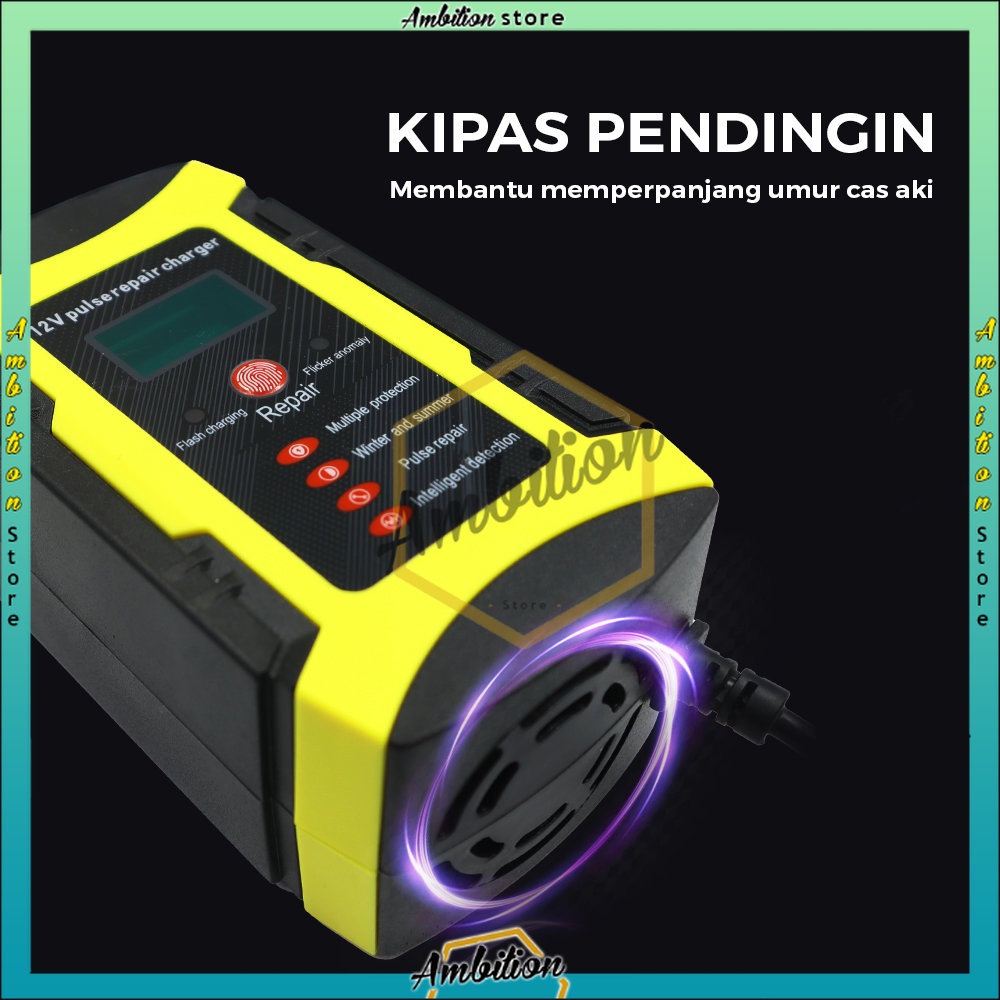 Venus Intelligent Battery Charger Aki Mobil 12V6A - 𝐂𝐚𝐬 𝐀𝐤𝐢 𝐌𝐨𝐛𝐢𝐥 𝐌𝐨𝐭𝐨𝐫 𝟏𝟐𝐕 𝟔𝐀 Pulse Repair battery Automatic smartcharger