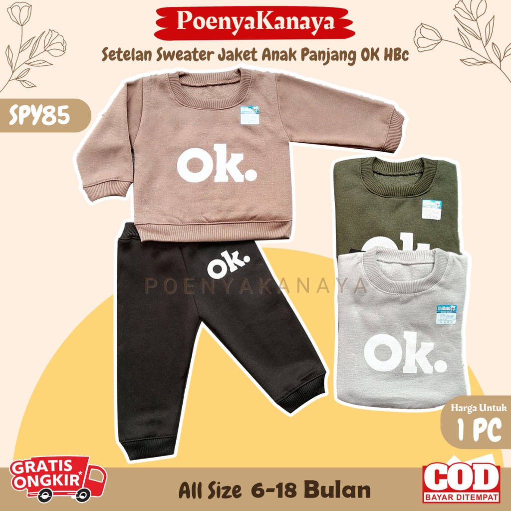 Setelan Sweater Jaket Bayi Anak Panjang OK HBc Size 6-18 Bulan SPY85