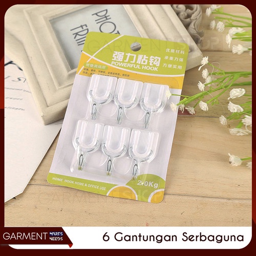 IKILOSHOP Hook 1 Set Isi 6 Gantungan Tempel Dinding Gantungan Hanger