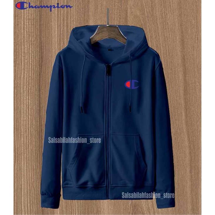 SWEATER HOODIE - Jaket Distro Zipper - Jaket Sweater Hoodie Resleting Pria Logo champio&quot;n