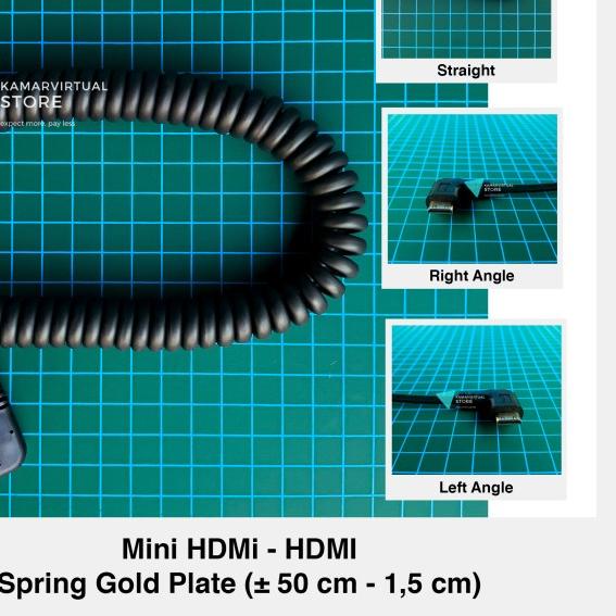 Mini HDMI to HDMI Right / Left Angled 90 L Spring Spiral - Left Angle