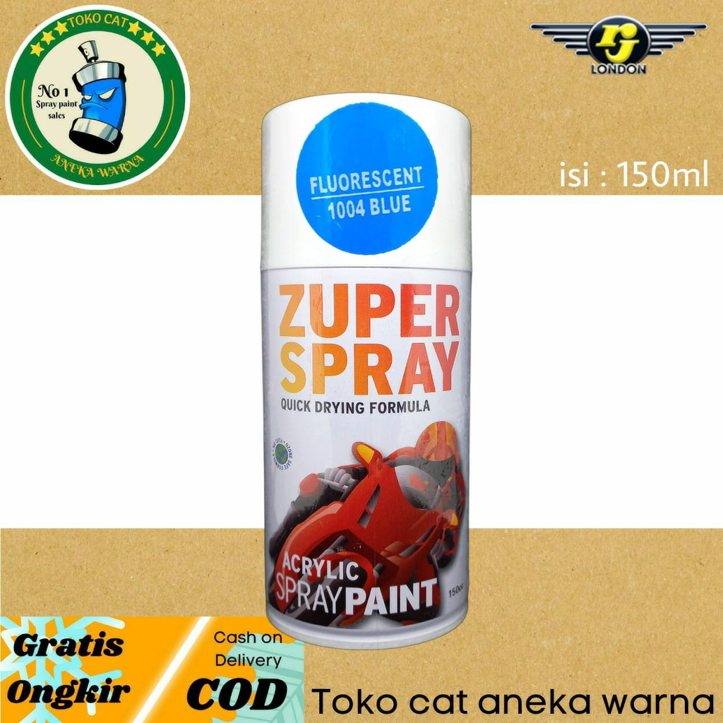 cat semprot 150cc fluorescent stabilo blue biru zuper spray produk dari rj london spray paint pilok pilox