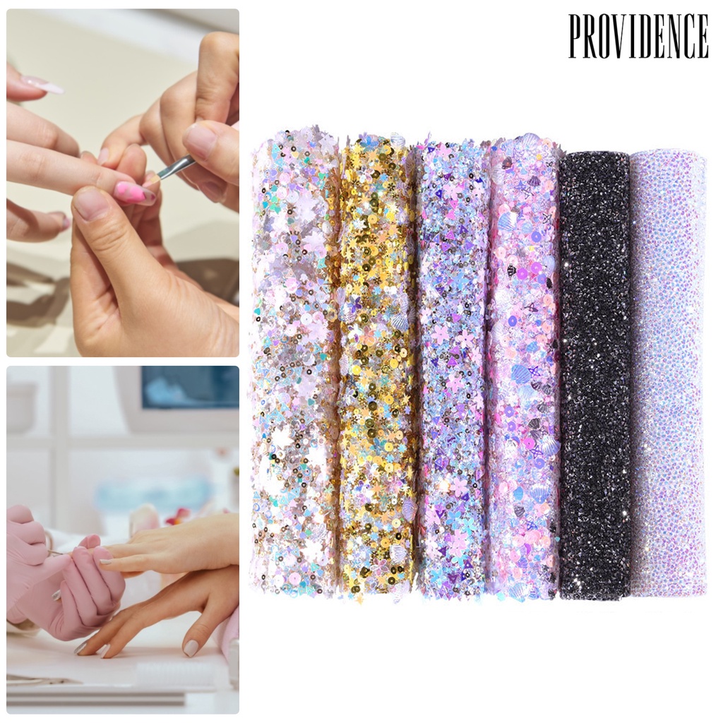 Providence Pad / Alas Kuku Palsu Motif Berlian Imitasi / Sequin Berkilau Untuk Nail Art / Salon