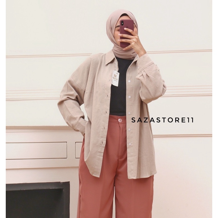 Kemeja Linen Oversized - Oversize Shirt-OVERSIZE CREAM LIMIT