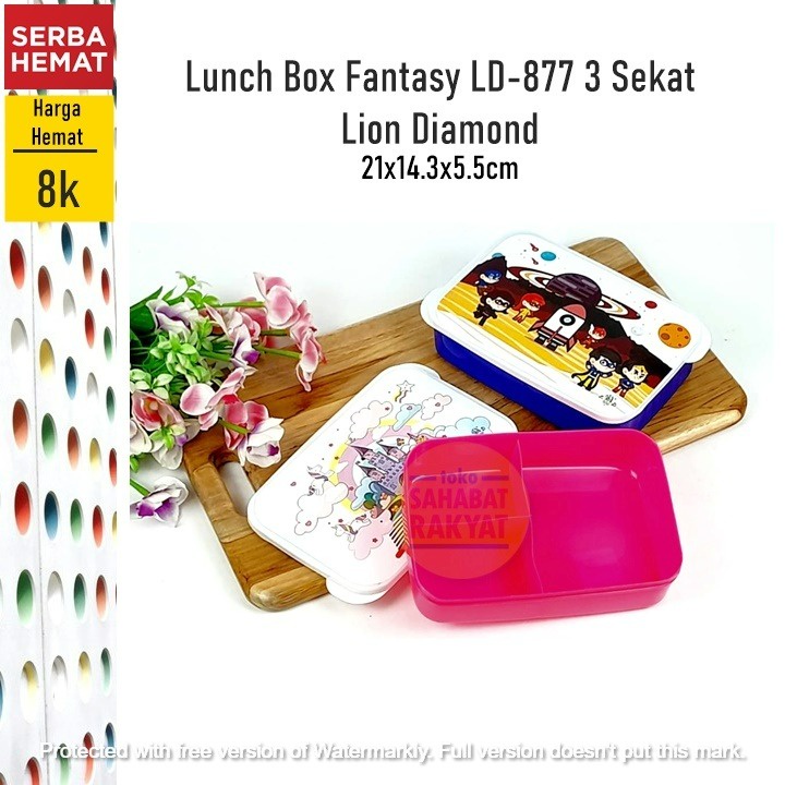 Lunch Box/Kotak Makan/Kotak Bekal Fantasy LD-877 3 Sekat Lion Diamond