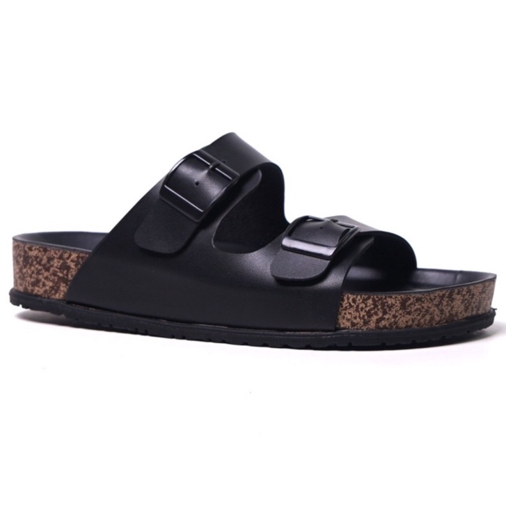 SARASARA YUK - Sandal Wanita Slop Casual Model Birken Sol Puyuh SARA SARA JINNY Sendal Selop Cewek Kulit Santai Strap Gesper Ban dua Empuk Size 36 37 38 39 40 Warna Black Hitam Anti Slip Premium Original Kekinian Terbaru Shoes ORI Mall Official Store