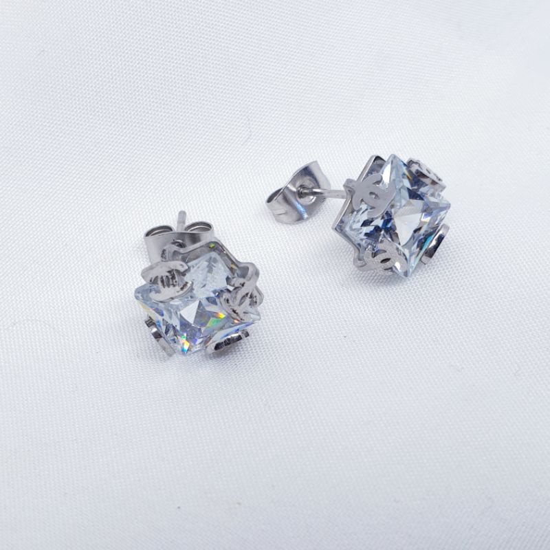 anting silver titanium giwang permata anti karat&amp;alergi