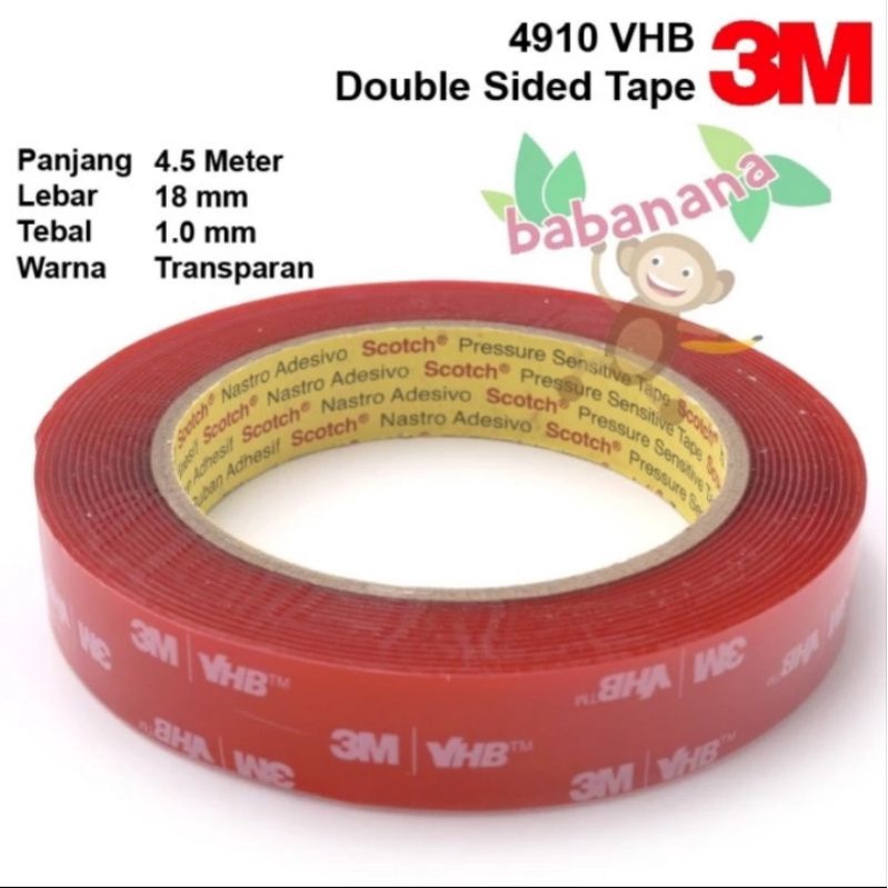 Double Tape 3M 4910 VHB Transparan double sided 4.5M x 18mm x 1.0mm
