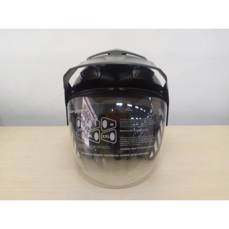 cunis.id- NEW HELM MOTOR HALF FACE SEMI CROSS CARGLOSS FORMER GUN METAL GREY