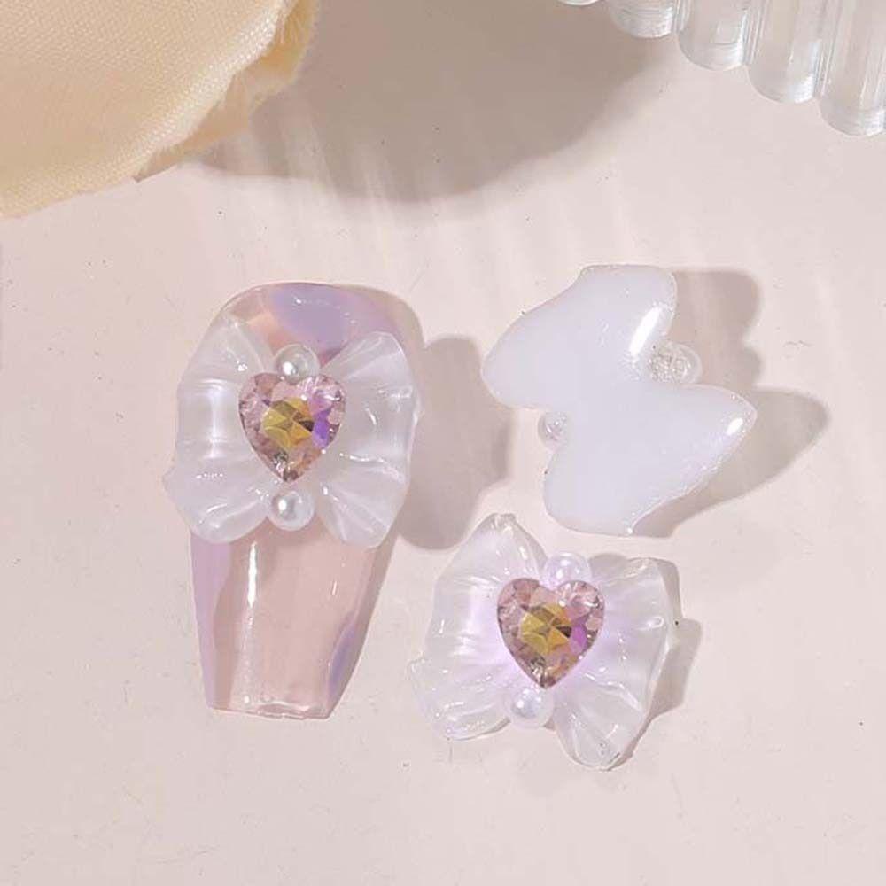 AUGUSTINA Augustina Bow Nail Art Dekorasi Fashion Jepang Cinta Hati Manikur Aksesoris Hiasan Kuku Heart Nail Art Dekorasi