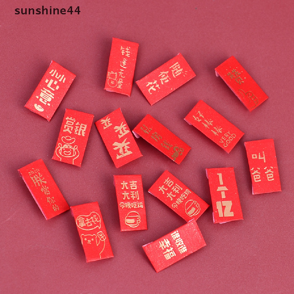 Sunshine 10Pcs Mainan Stiker Amplop Merah Skala 1: 12 Untuk Dekorasi Rumah Boneka