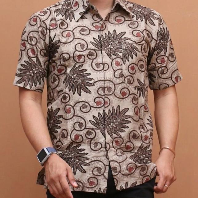 BATIK PRIA LENGAN PENDEK MODERN / BAJU BATIK COWOK - M