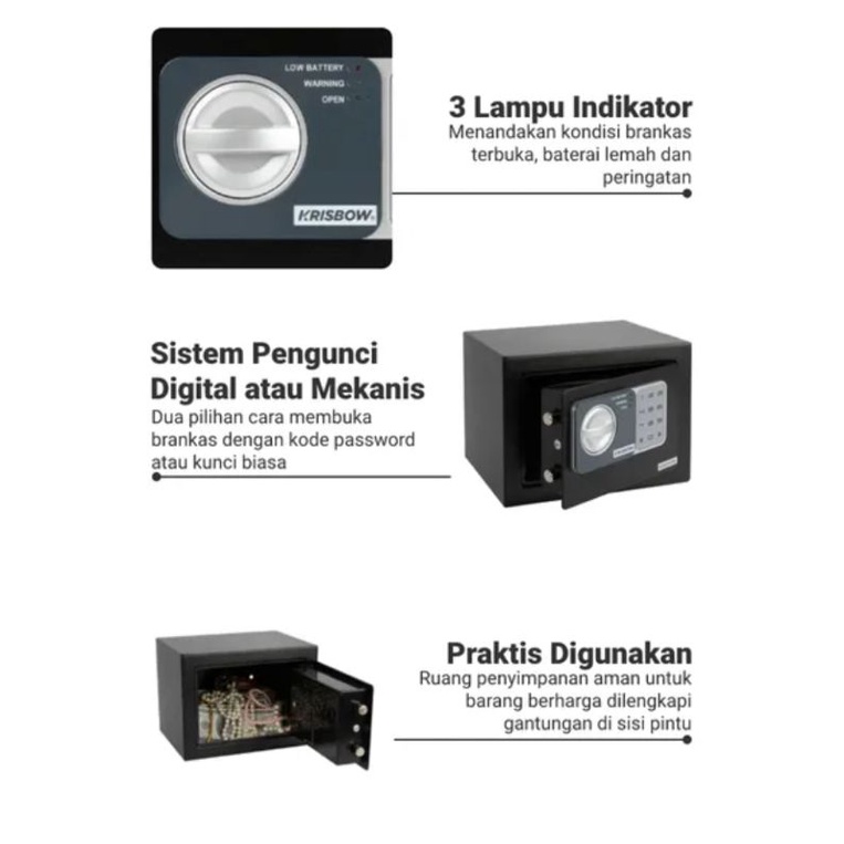 KRISBOW Brankas Besi Mini/Berangkas/Brangkas 17 NEF1/3MM/Steel Safe Hi