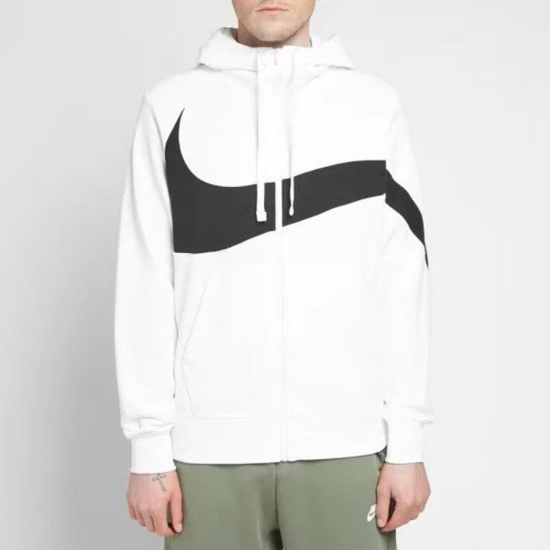 Vintage Hoodie Zipper Nike Big Swoosh White