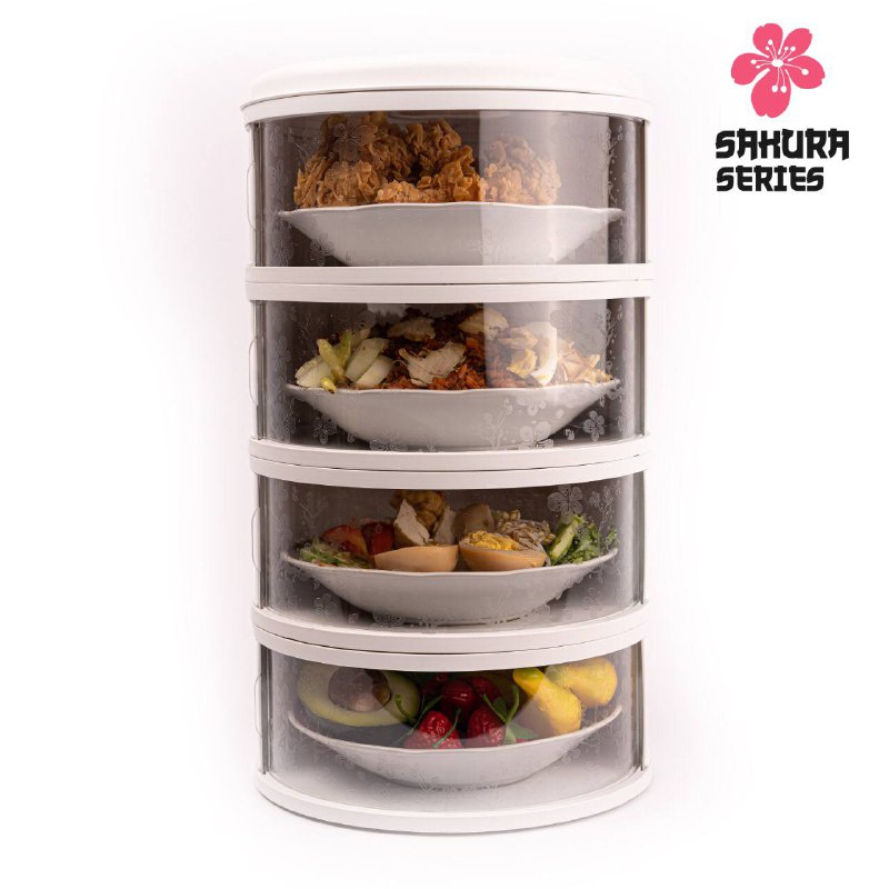 Food Storage 4 Susun Food Cover Layer Penutup Makanan Tudung Saji Susun 4 Tingkat Tri J-Putih