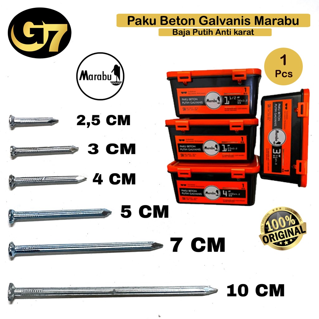 Paku Beton 10cm 7cm 5cm 4cm 2cm Per Pcs Paku Marabu Murah Paku Anti Karat Galvanis Paku Tembok Paku 