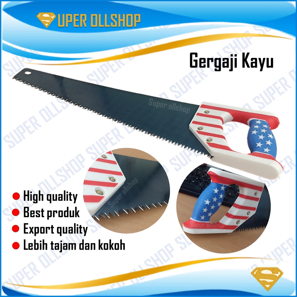 Gergaji Graji Kayu Gagang Fiber Lapis Karet Usa / Gergaji Kayu / Gergaji Gorok / Gergaji Potong Kayu