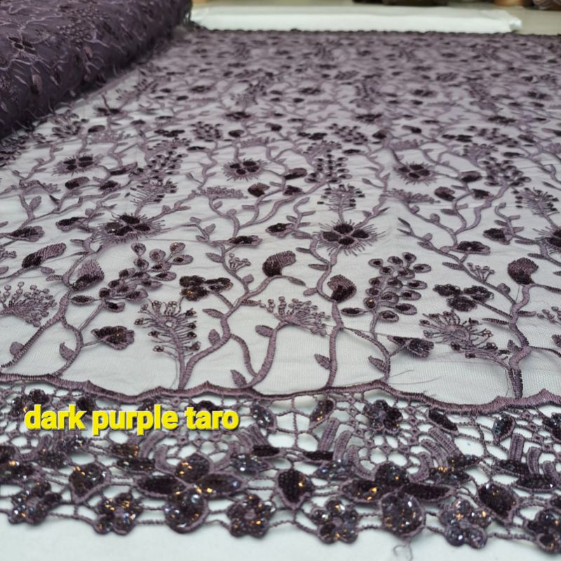 (COD) bahan kain tulle Jepang renda oki prada payet/tille okkyprada full payet mewah/kain-meteran/ b