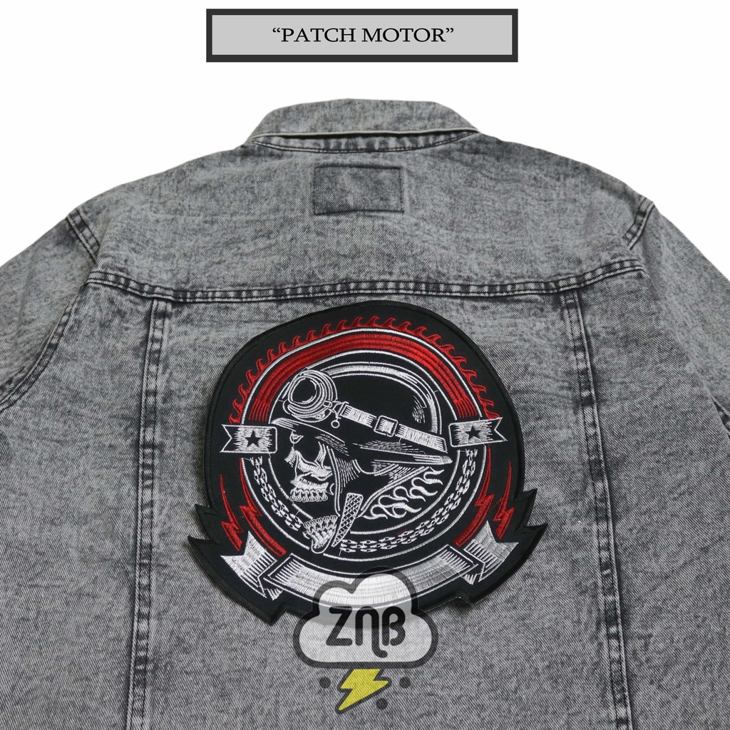 BACKPATCH BORDIR TEMPELAN JAKET PATCH MUSIK PATCH MOTOR PATCH CAFE RACER EMBLEM BORDIR ZINBONS DENIM