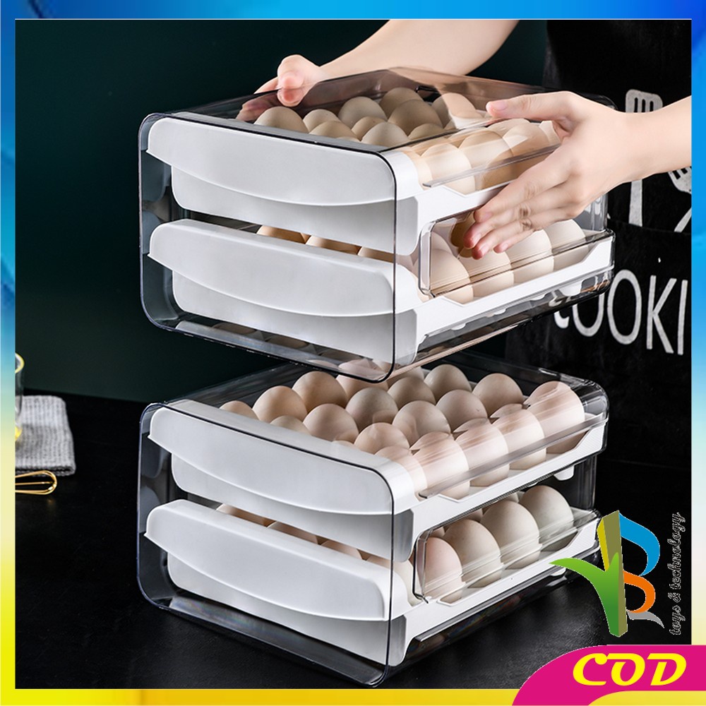 RB-C268 Tempat Penyimpanan Telur 2 Tingkat Egg Storage Box Organizer Rak Telur 2 Susun Kotak Telur