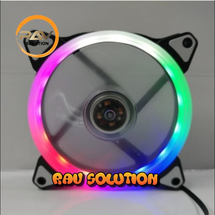 SKU-1220 FAN CASING 12CM RGB LED RAINBOW KONEKTOR MOLEX FAN CASE