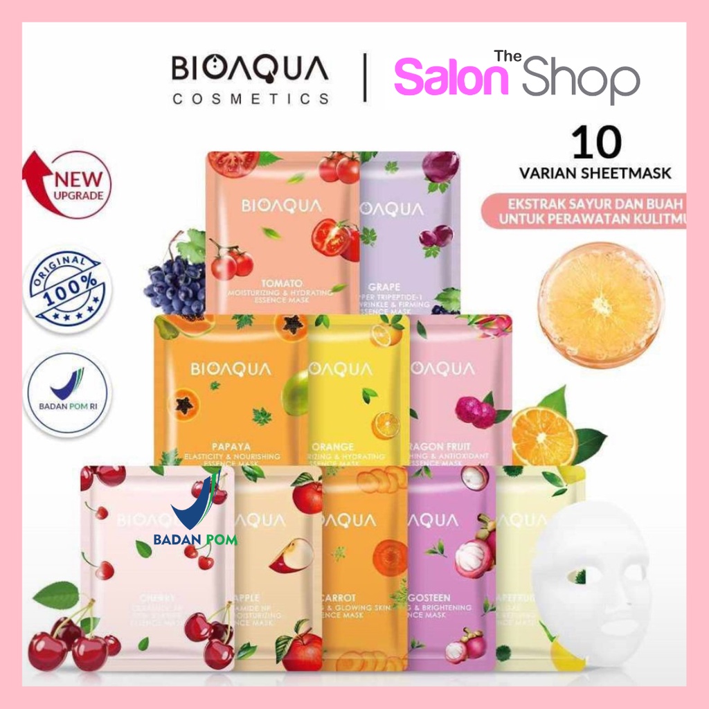 BIOAQUA Facial Sheet Mask | Masker Wajah Melembabkan Mencerahkan Anti Jerawat | gdlb01