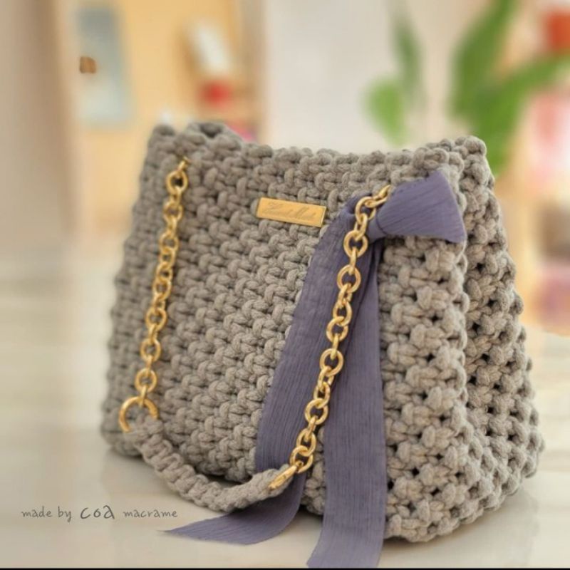 tas rajut tali kur/tas macrame tali kur