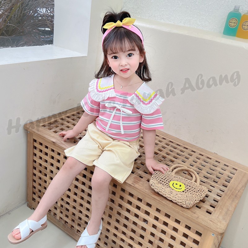 SETELAN ANAK PEREMPUAN IMPORT WARNA PINK BAHAN KATUN / FASHION ANAK PEREMPUAN IMPORT KOREA / PAKAIAN ANAK PEREMPUAN IMPORT MODEL KOREA / SETELAN ANAK PEREMPUAN