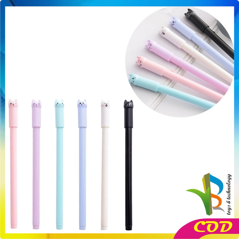 RB-A14 Pulpen Gel Karakter Kartun Kucing Pena Unik Bolpen Motif Kucing Stationary Alat Tulis Murah