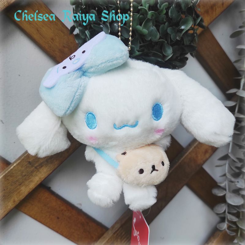 Boneka Plush Gantungan Tas Nakajima x Sanrio Cinnamoroll Milk Ribbon and Bestie Bag 13cm Cinamorol C