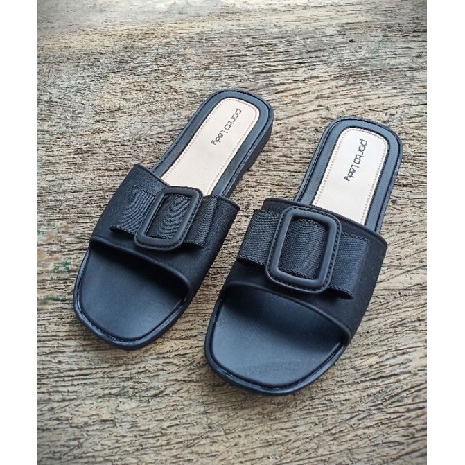 Sandal Selop Karet Jelly Wanita, Sandal karet proto Sendal Slop Cewek Motif pita, sandal santai wani