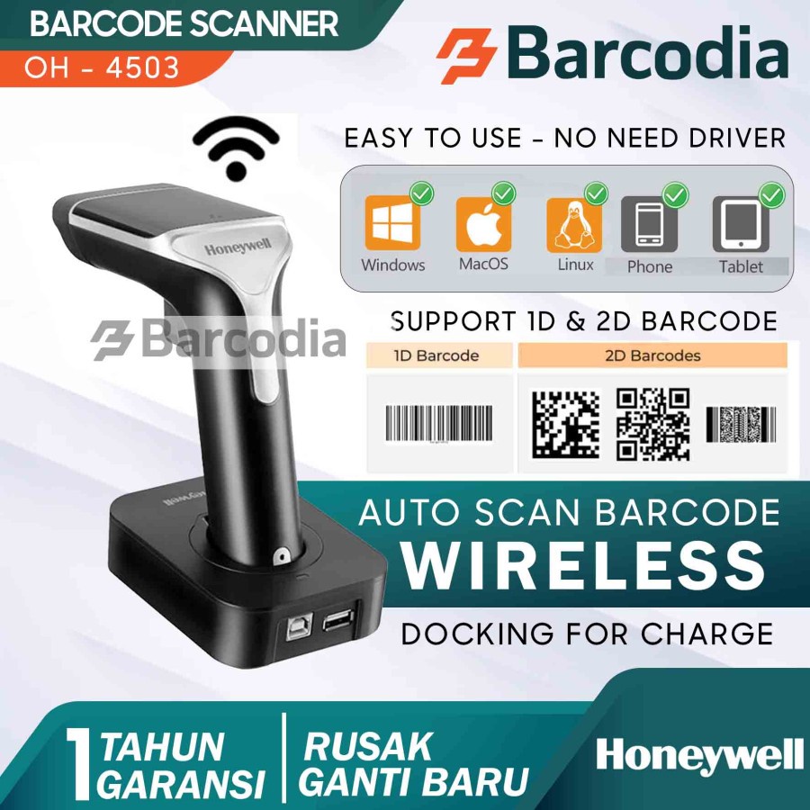 Barcode Scanner Wireless 2D QR CODE - Honeywell OH4503 OH-4503 Docking