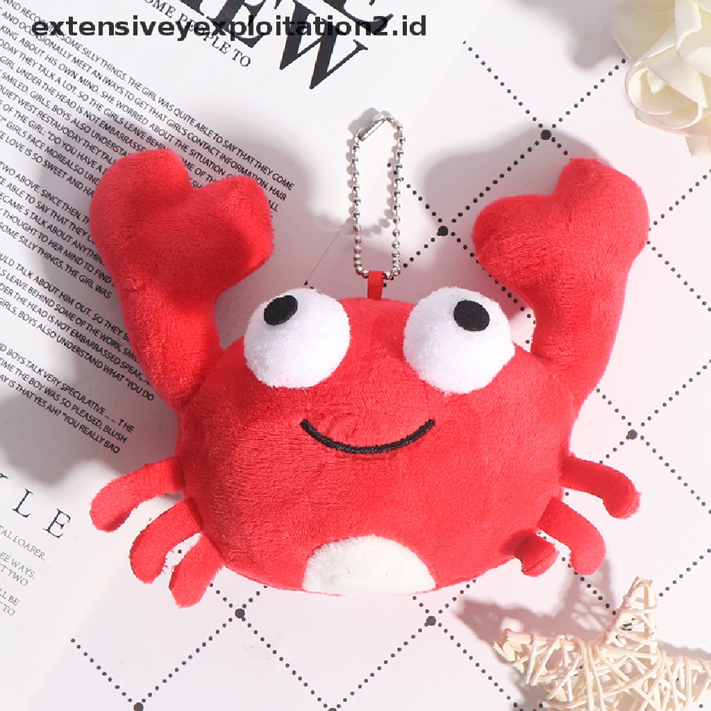 Mainan Gantungan Kunci Boneka Stuffed Plush Kepiting Merah Lucu