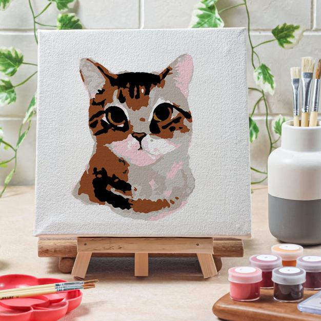 

Paint by number lukisan kucing cat canvas 20x20 cm - animal01, 15x15cm